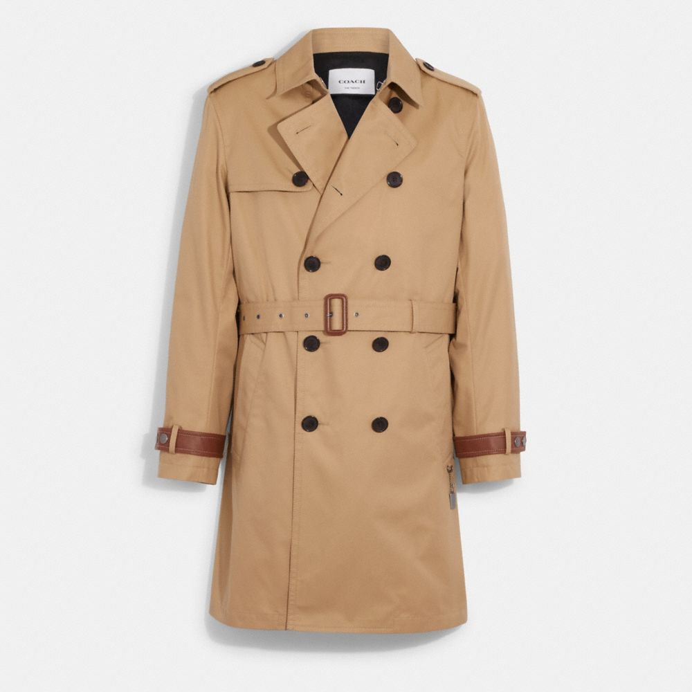 COACH®,TRENCH COAT,Khaki,Front View