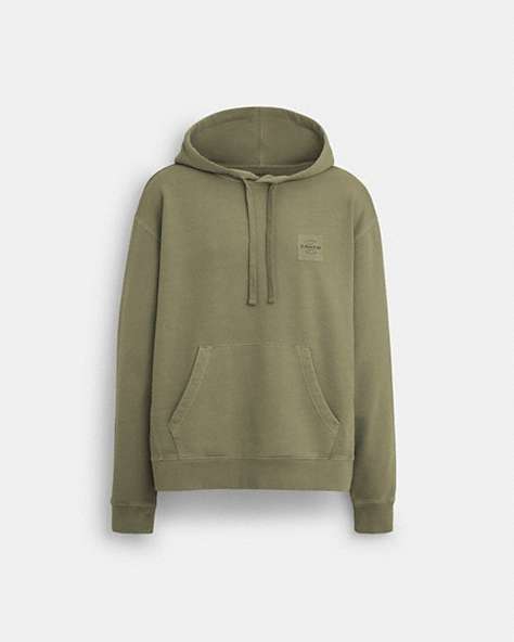 COACH®,HOODIE IN ORGANIC COTTON,Dark Olive,Front View