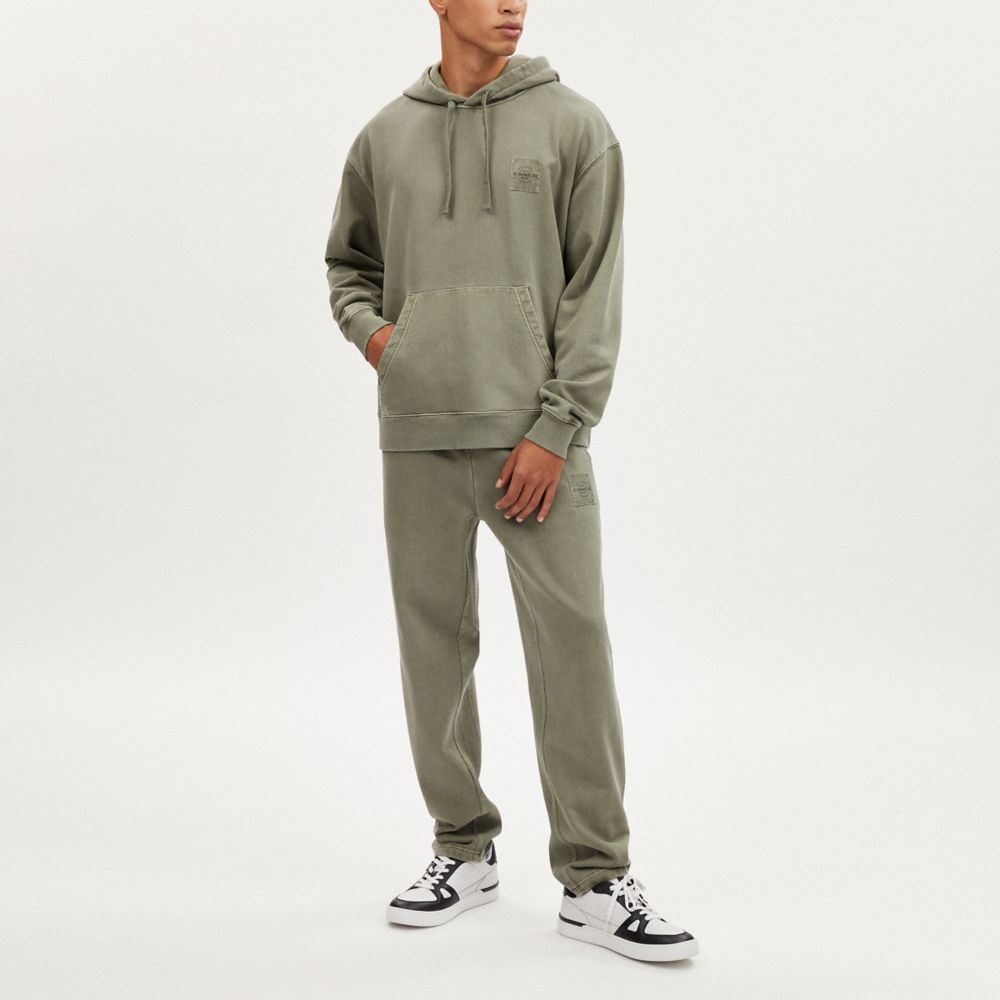 COACH®,HOODIE IN ORGANIC COTTON,Dark Olive,Scale View