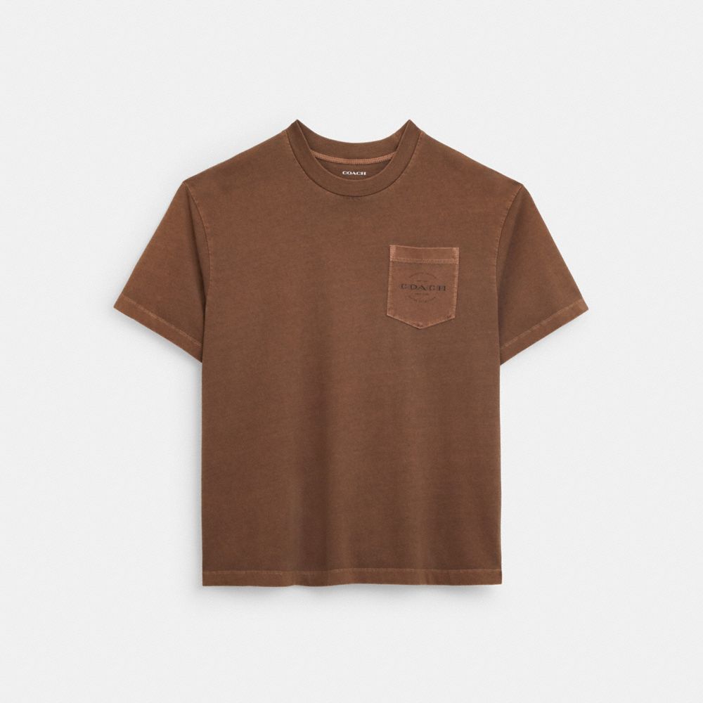 COACH®,POCKET T-SHIRT,Cocoa,Front View image number 0
