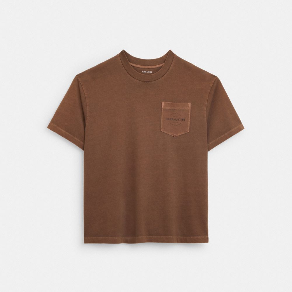 COACH®,POCKET T-SHIRT,Cocoa,Front View