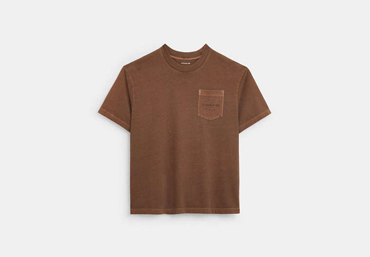 COACH®,POCKET T-SHIRT,cotton,Cocoa,Front View image number 0