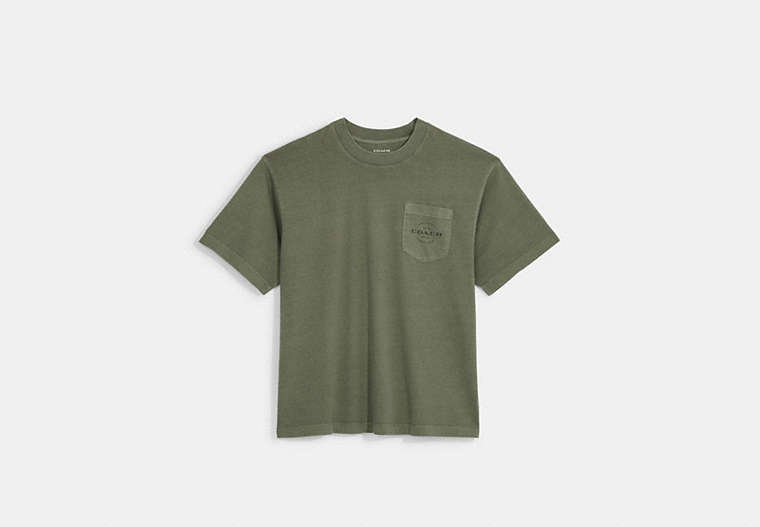 COACH®,POCKET T-SHIRT,cotton,Deep Green,Front View image number 0