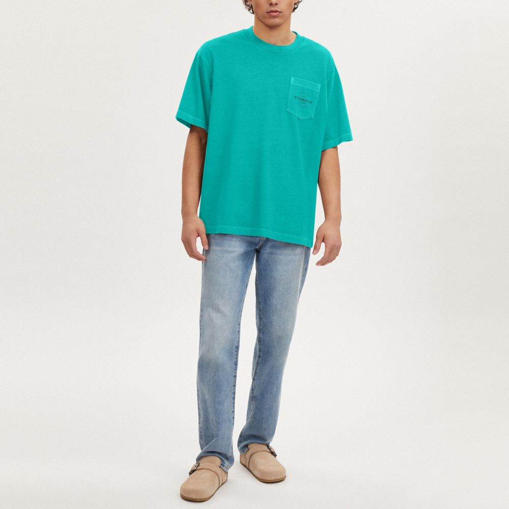 COACH®,POCKET T-SHIRT,Dark Teal,Scale View