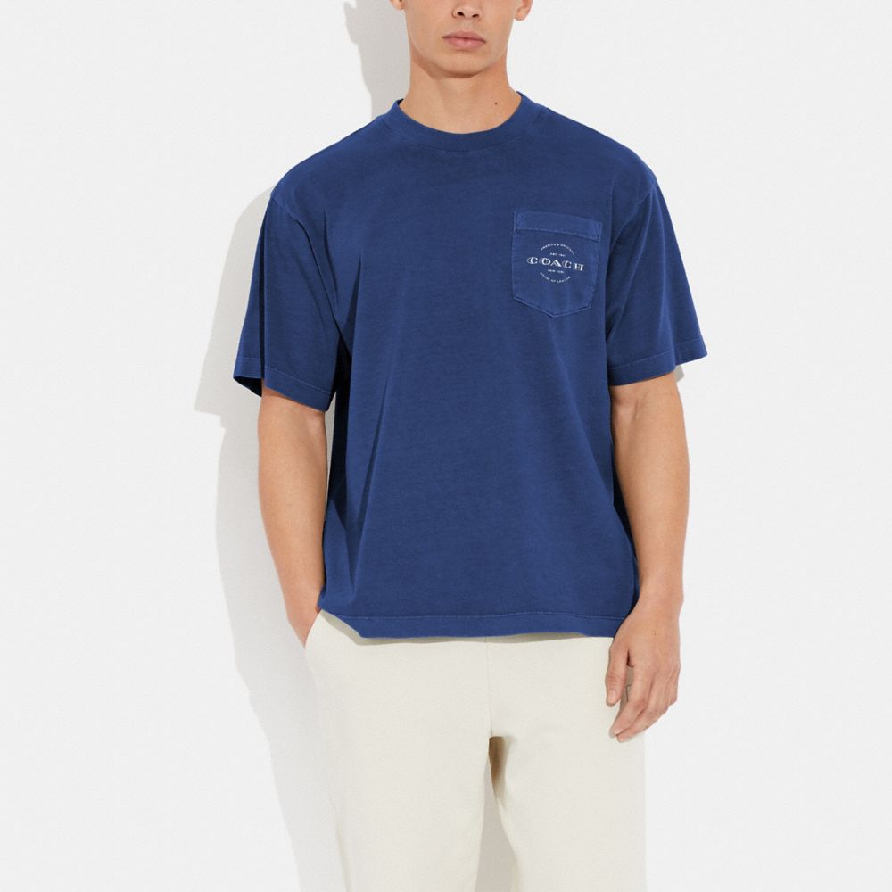 COACH®,POCKET T-SHIRT,Indigo,Scale View