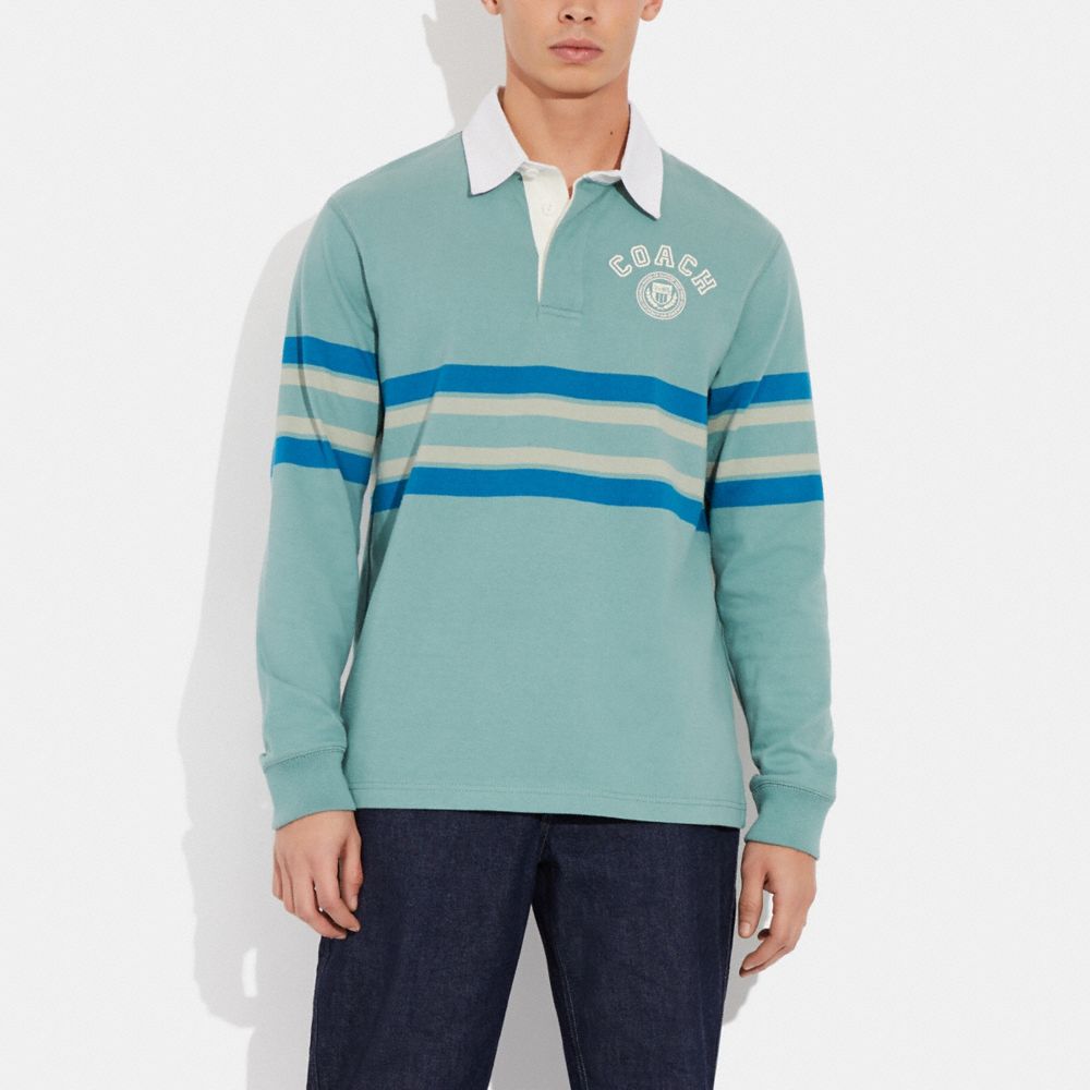 COACH®,ロングスリーブ ラグビー シャツ,トップス&パンツ,ｸｰﾙ ｸﾞﾚｰ