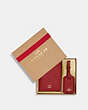 COACH®,BOXED PASSPORT CASE AND LUGGAGE TAG SET,Crossgrain Leather,Mini,Gold/1941 Red,Front View