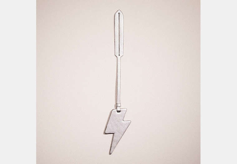 COACH®,REMADE LIGHTNING BOLT BAG CHARM,Silver Metallic,Front View