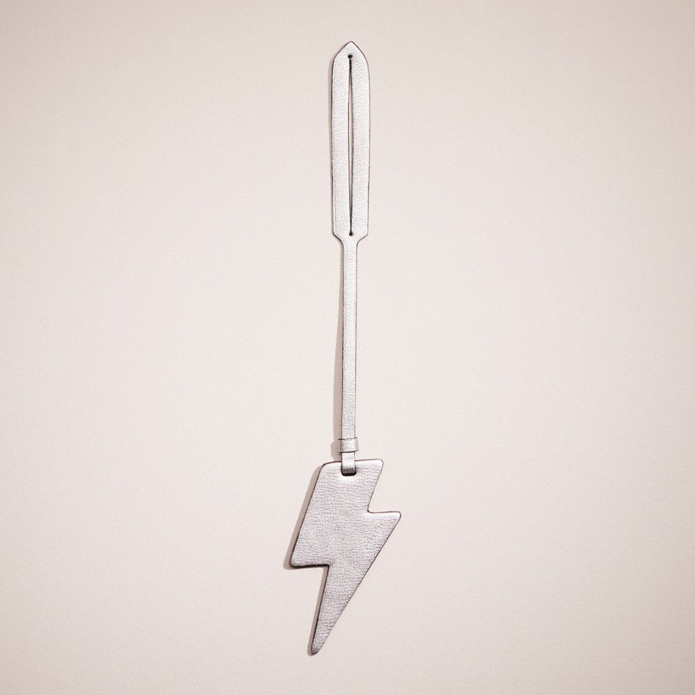 Coach Remade Lightning Bolt Bag Charm In Silver Metallic