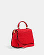 COACH®,MORGAN TOP HANDLE SATCHEL BAG IN SIGNATURE LEATHER,Jacquard,Medium,Gold/Electric Red,Angle View