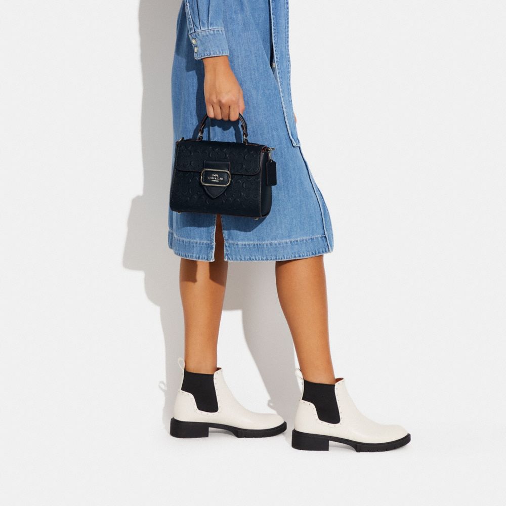 COACH®,Morgan Top Handle Satchel Bag In Signature Leather,,Detail View