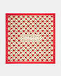 COACH®,TEXTURED SIGNATURE HEART PRINT SILK SQUARE SCARF,Khaki/Red,Front View