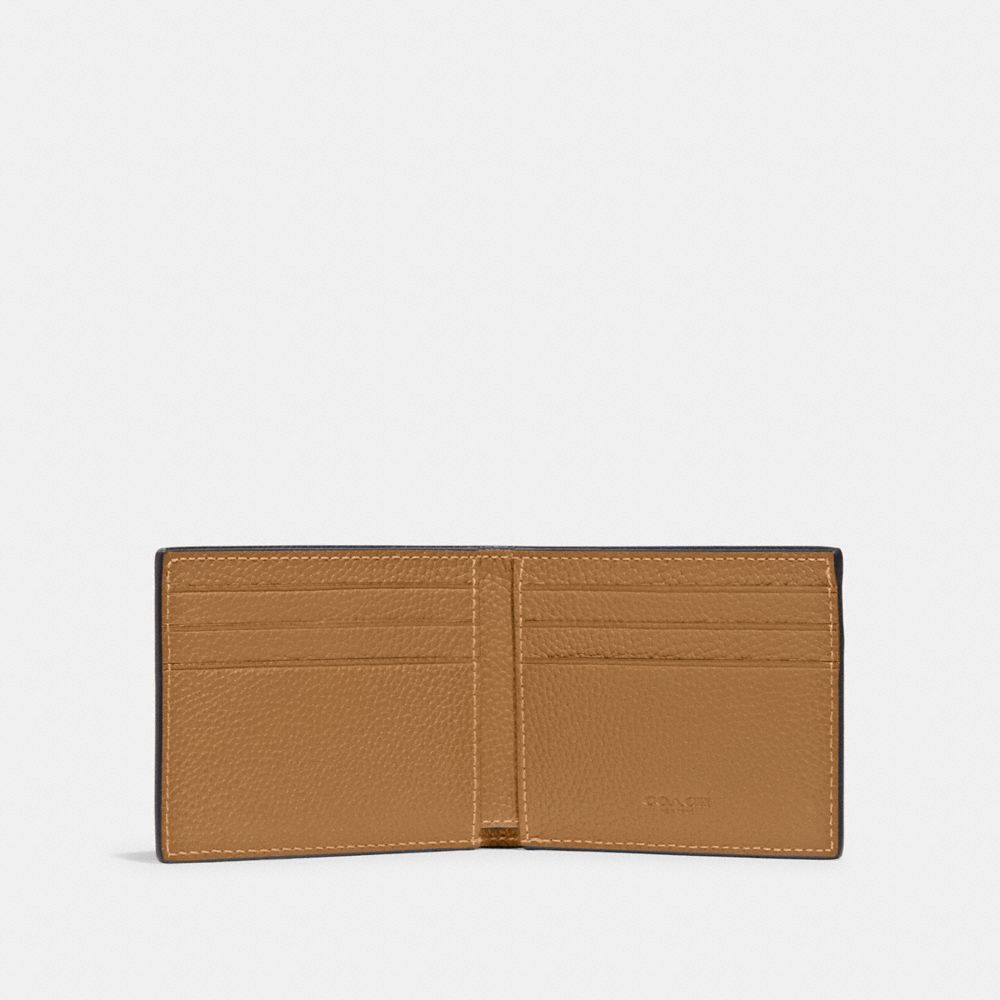 COACH®,SLIM BILLFOLD WALLET,Polished Pebble Leather,Mini,Ivory,Inside View,Top View