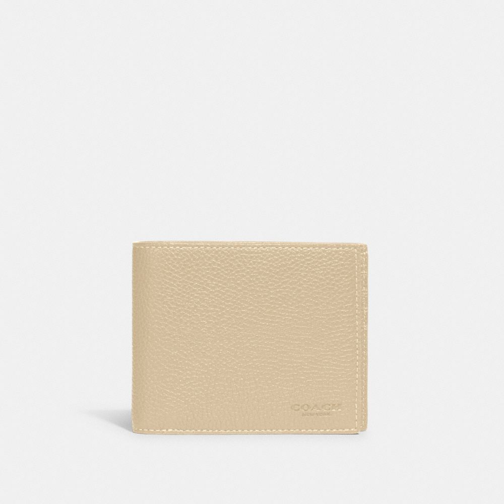 COACH®,3-IN-1 WALLET,Polished Pebble Leather,Mini,Ivory,Front View