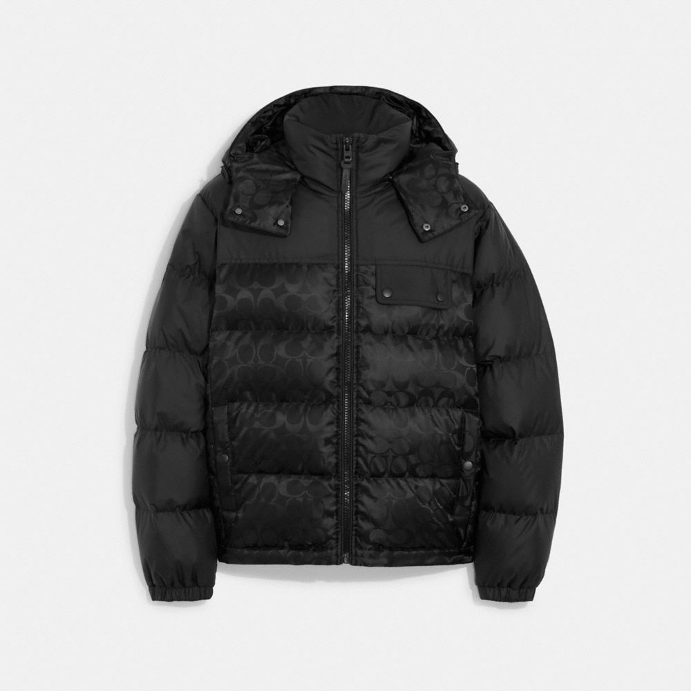 COACH®  Signature Hooded Puffer Jacket