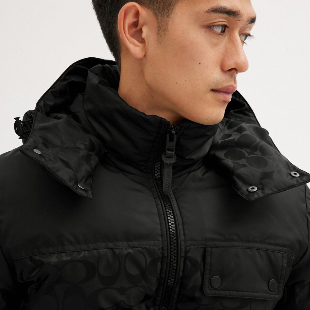 COACH®  Signature Hooded Puffer Jacket