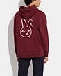 COACH®,LUNAR NEW YEAR HOODIE WITH RABBIT,Cotton/Polyester,Dark Red,Scale View