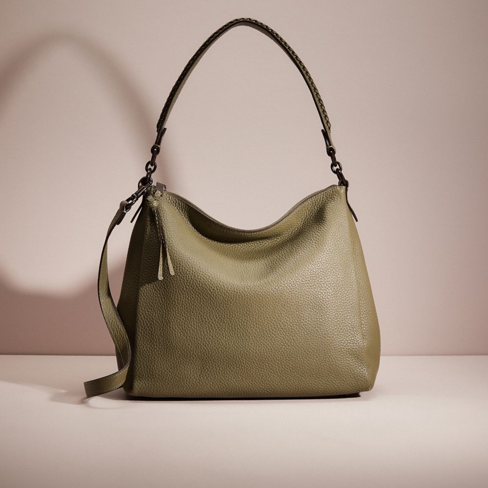 COACH®,RESTORED SHAY SHOULDER BAG WITH WHIPSTITCH,Pebble Leather,Large,Pewter/Light Fern,Front View