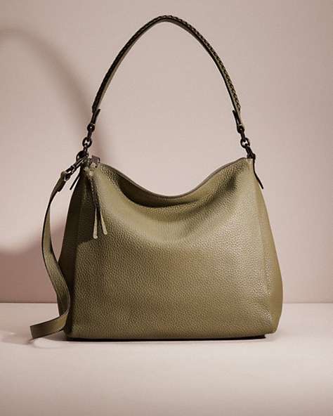 COACH®,RESTORED SHAY SHOULDER BAG WITH WHIPSTITCH,Pebble Leather,Large,Pewter/Light Fern,Front View