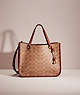 COACH®,RESTORED TYLER CARRYALL 28 IN SIGNATURE CANVAS,Signature Coated Canvas,Medium,Brass/Tan/Rust,Front View