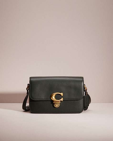 COACH®,RESTORED STUDIO SHOULDER BAG,Glovetanned Leather,Mini,Brass/Amazon Green,Front View