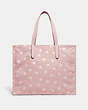 COACH®,LUNAR NEW YEAR TOTE 42 WITH RABBIT IN 100 PERCENT RECYCLED CANVAS,Recycled Canvas,X-Large,Silver/Powder Pink Multi,Back View