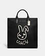 COACH®,LUNAR NEW YEAR GOTHAM TALL TOTE WITH RABBIT,Black,Front View