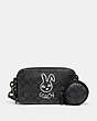 COACH®,LUNAR NEW YEAR CHARTER SLIM CROSSBODY IN SIGNATURE CANVAS WITH RABBIT,Signature Coated Canvas,Mini,Charcoal Multi,Front View