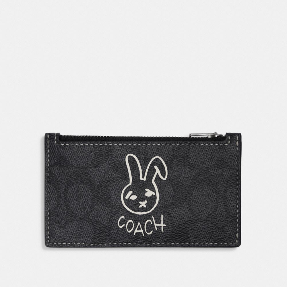 COACH Lunar New Year Zip Card Case In Signature Canvas With Rabbit