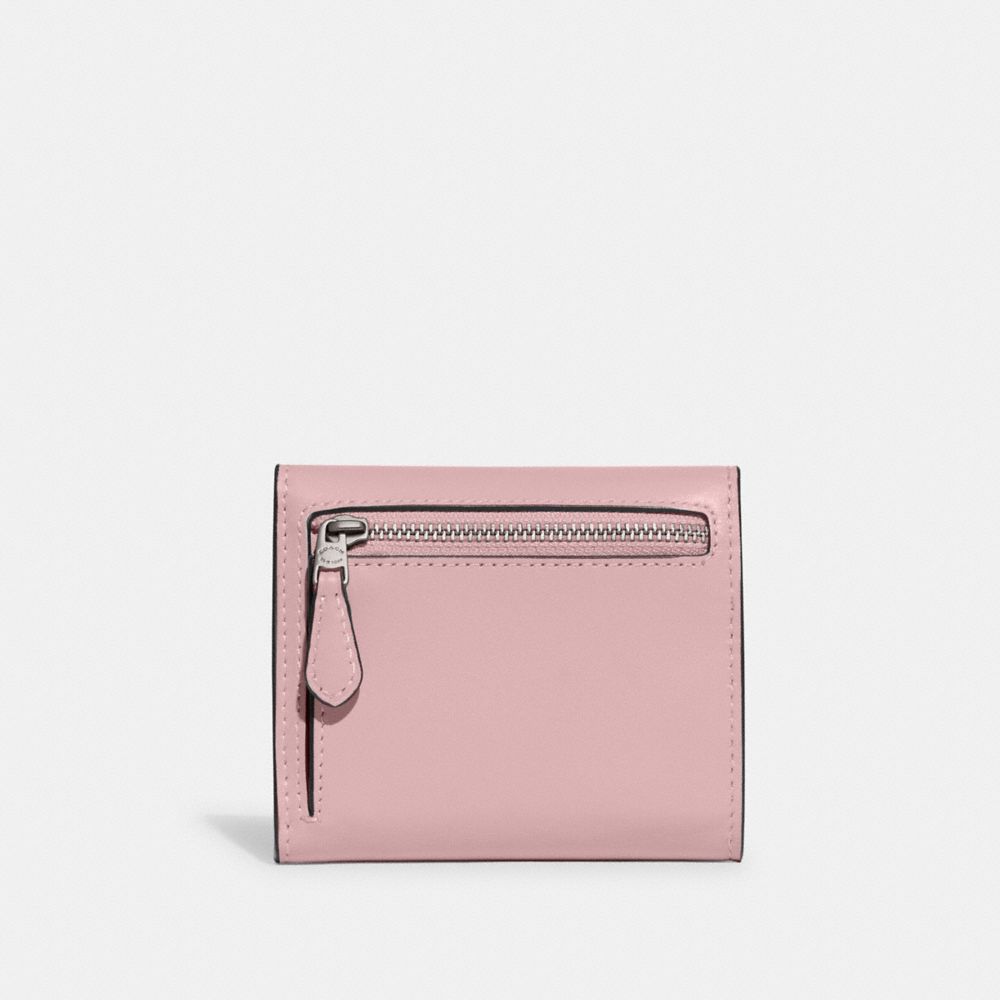 COACH®,LUNAR NEW YEAR WYN SMALL WALLET IN COLORBLOCK SIGNATURE CANVAS,Silver/Tan Powder Pink,Back View