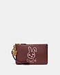 COACH®,LUNAR NEW YEAR SMALL WRISTLET WITH RABBIT,Pebble Leather,Brass/Wine Multi,Front View