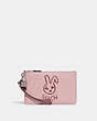 COACH®,LUNAR NEW YEAR SMALL WRISTLET WITH RABBIT,Pebble Leather,Silver/Powder Pink Multi,Front View