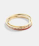 COACH®,SIGNATURE ENAMEL BANGLE SET,Brass,Gold/Red Glitter,Front View