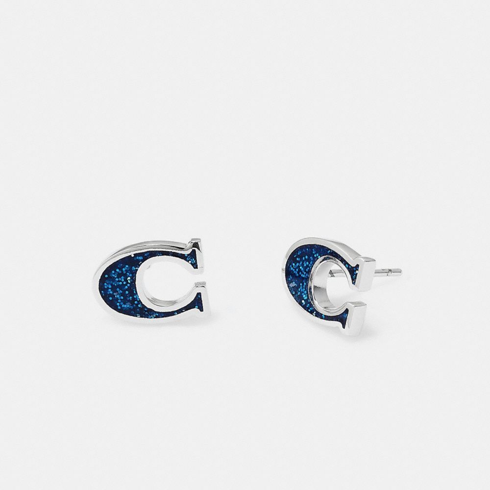 COACH®  Quilted Signature Link Enamel Drop Earrings