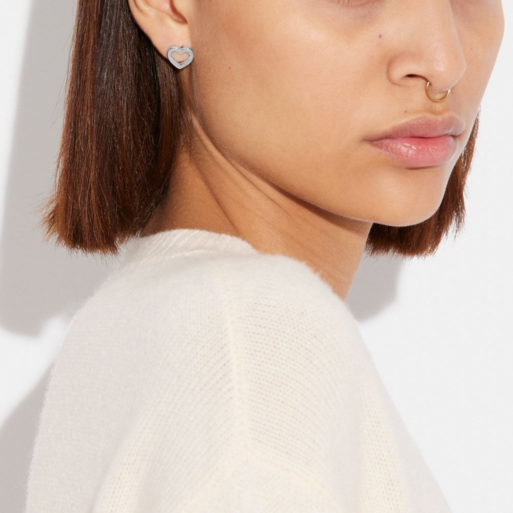 COACH®,Signature Stone Cluster Heart Earrings Set,,Detail View