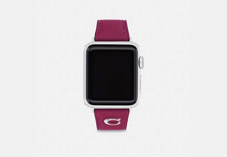 COACH®,APPLE WATCH® STRAP, 38MM, 40MM AND 41MM,Leather,Pink,Front View