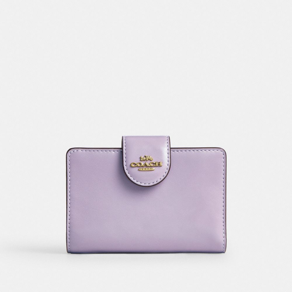 COACH®,MEDIUM CORNER ZIP WALLET,Or/Lilas,Front View