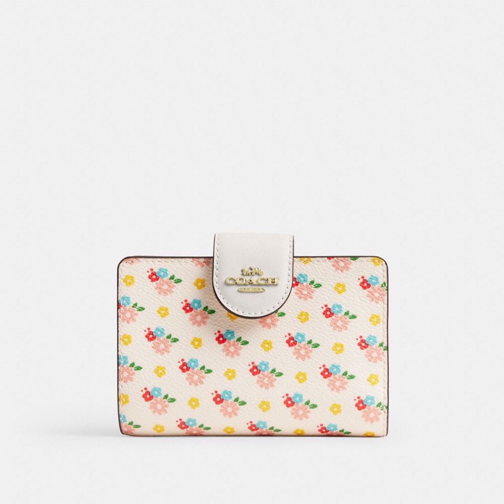 COACH®,Medium Corner Zip Wallet With Floral Print,,Front View