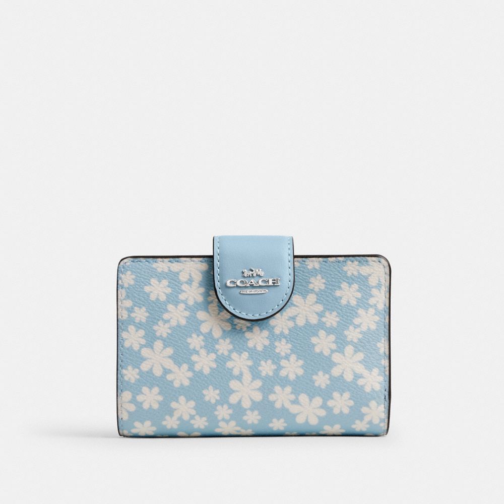 COACH®,Medium Corner Zip Wallet With Floral Print,,Front View