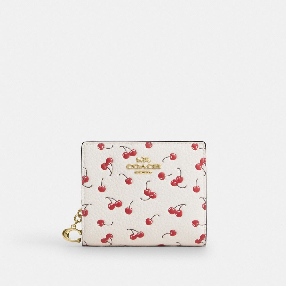 COACH®,Snap Wallet With Cherry Print,,Front View