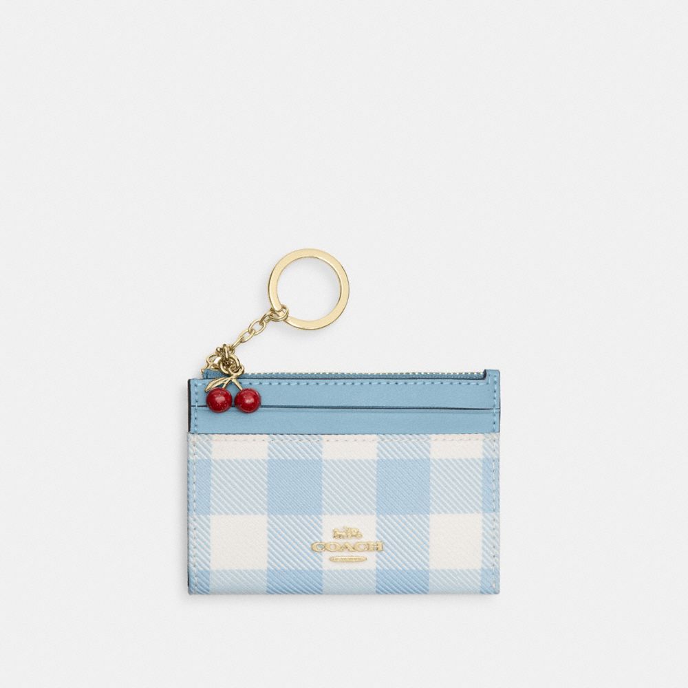 COACH® CY | Mini Skinny Id Case With Gingham Print And Charm