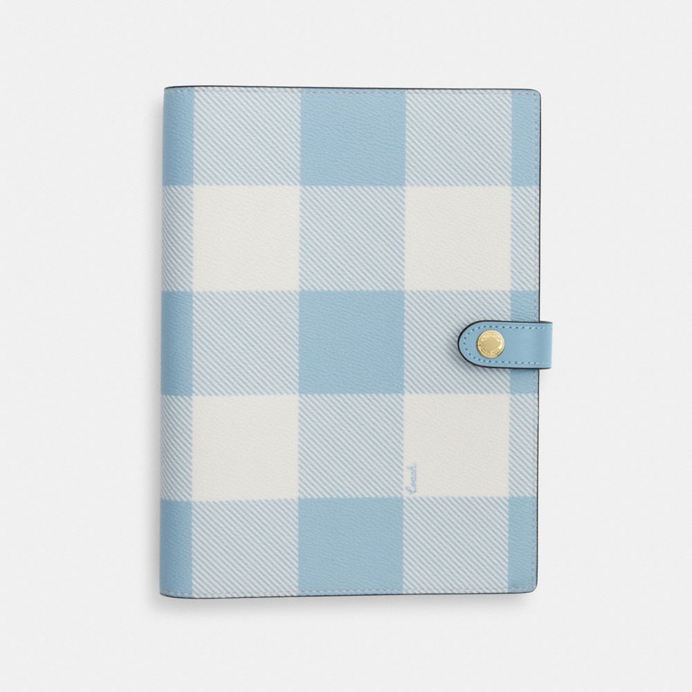COACH®,Notebook With Gingham Print,,Front View