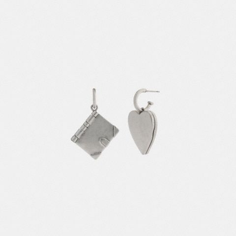 Coach Heart Locket And Book Mismatch Earrings