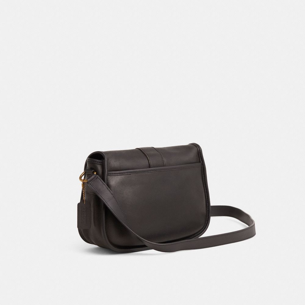 COACH®,Vintage Saddle Crossbody Bag,Black,Angle View