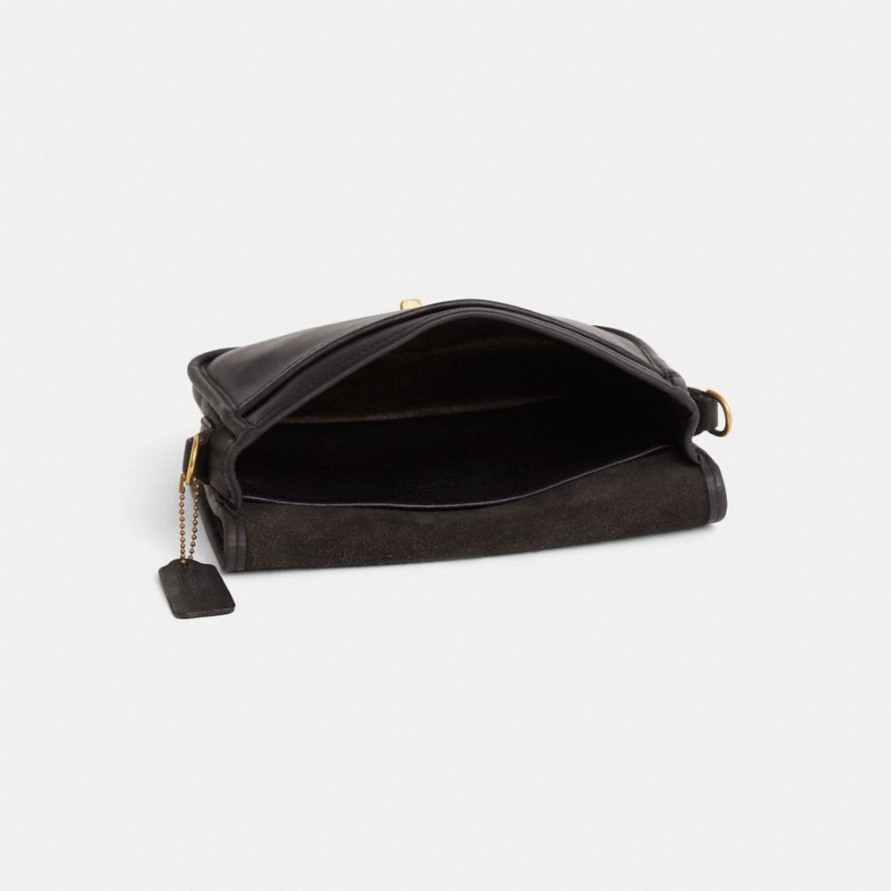 COACH®,Vintage Ridgefield Flap Bag,Black,Inside View,Top View