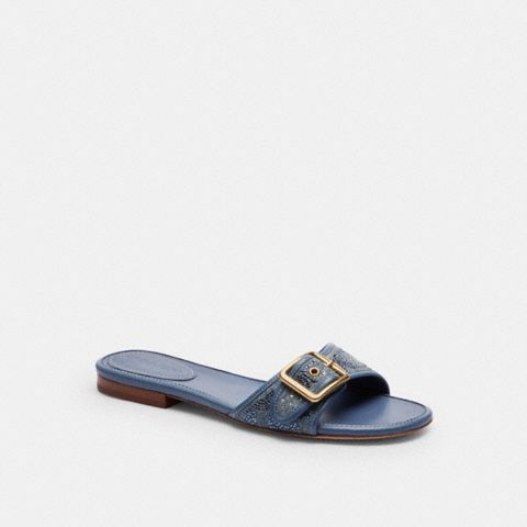 Женские сандалии Coach Margot Flat Sandal In Crystal Signature Denim