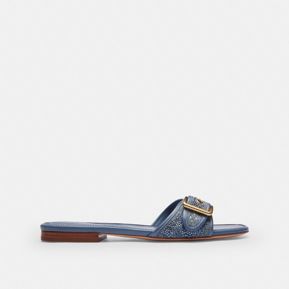 Женские сандалии Coach Margot Flat Sandal In Crystal Signature Denim — фото 2
