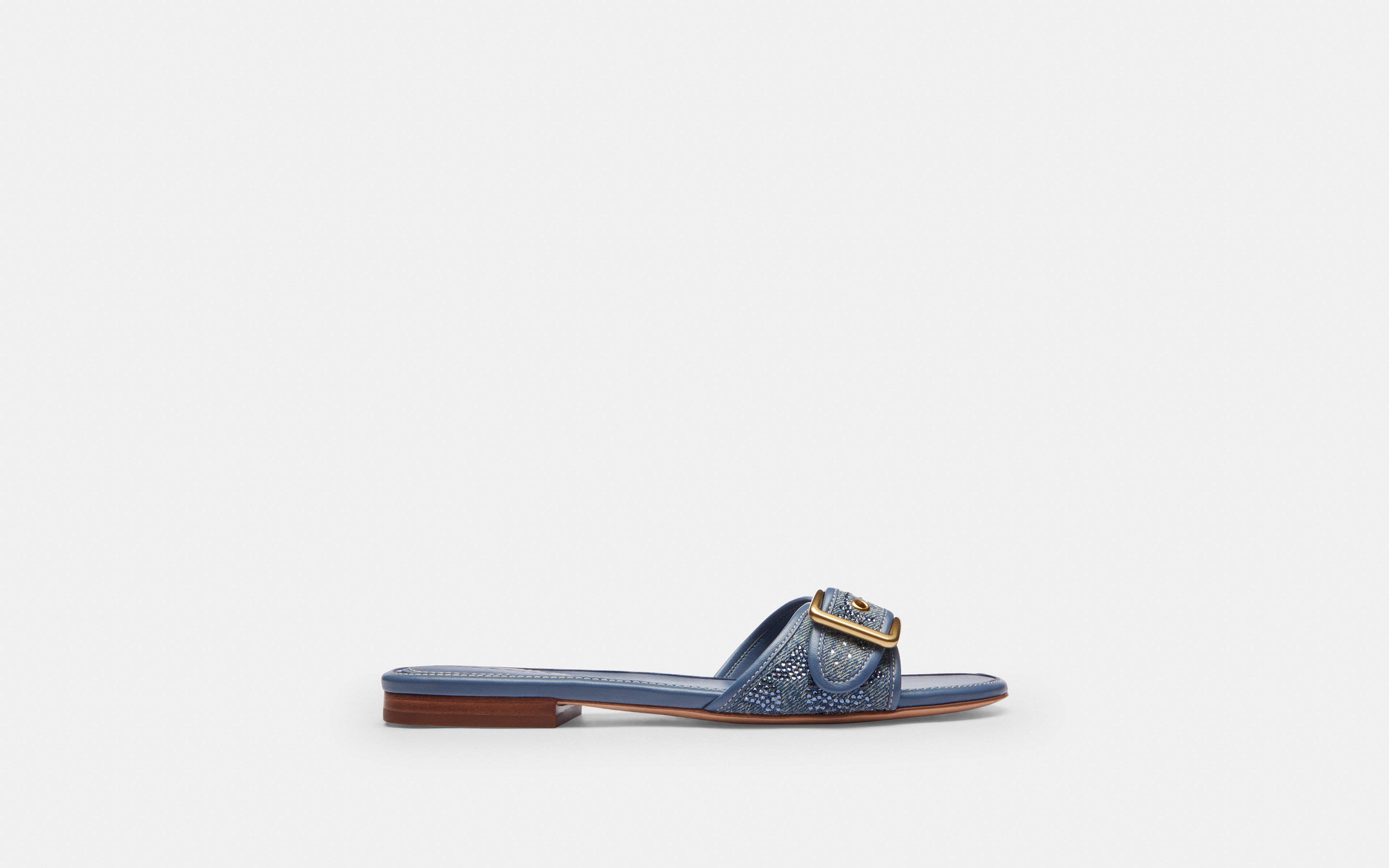 Margot Flat Sandal Crystal Signature Denim