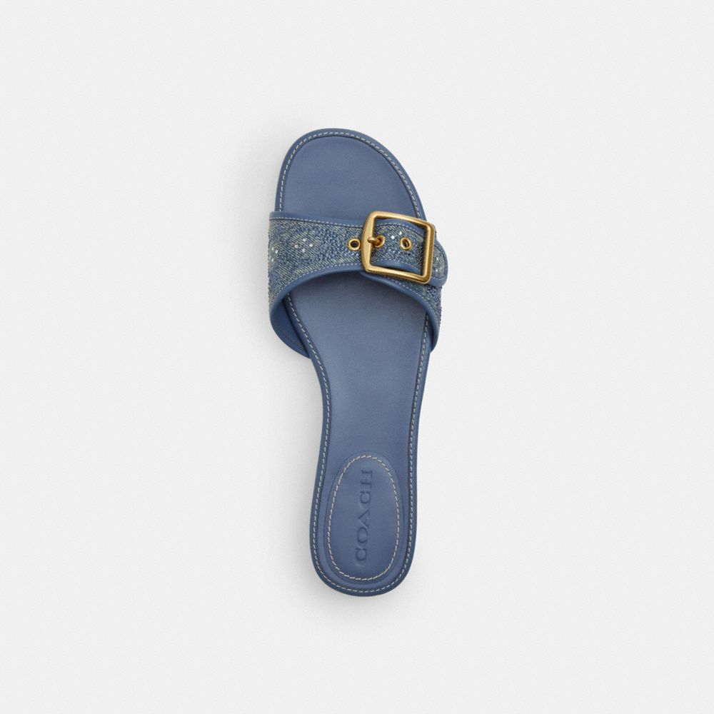 Женские сандалии Coach Margot Flat Sandal In Crystal Signature Denim — фото 3