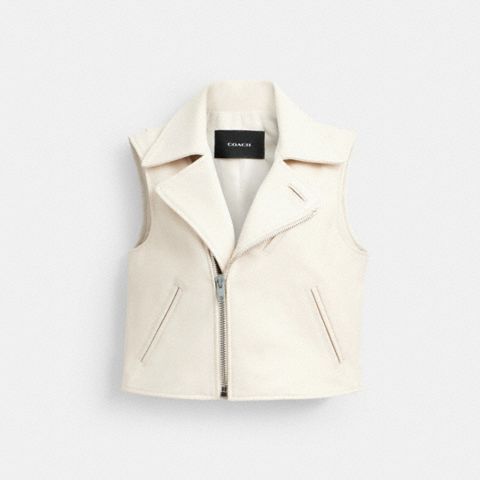 Женские жилеты Coach Leather Moto Vest
